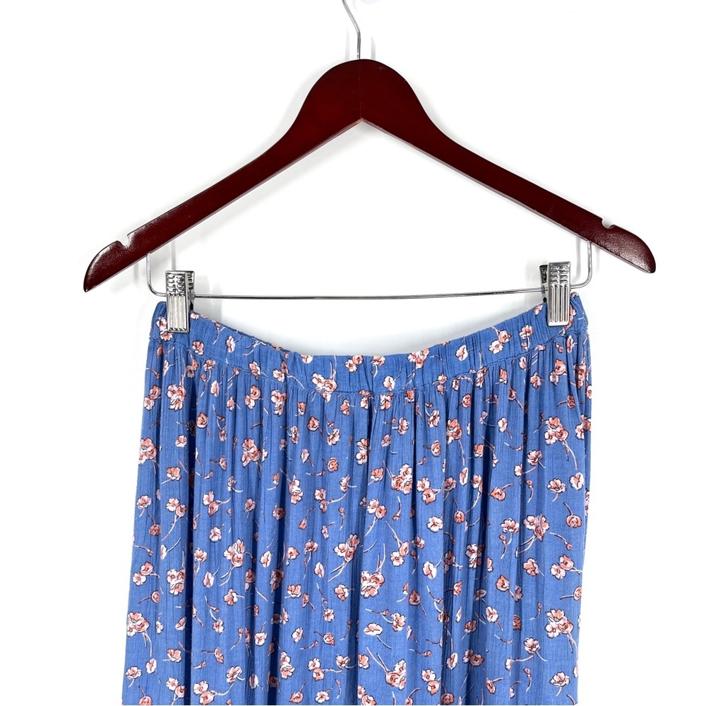 American Eagle Womens Midi Skirt Size M Floral Blue Hi Low - Picture 4 of 8